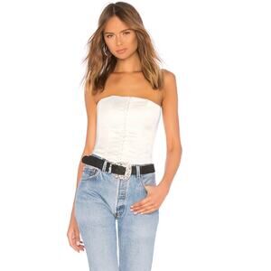 Worn once White Danielle Guizio Satin Corset Top Lace up Back size Medium M